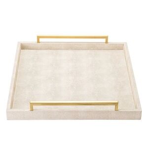 New Elegant Cream and Gold oversized ottoman coffee table Tray 20”x20”